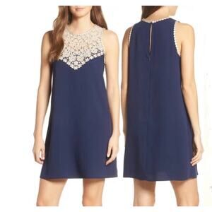 Lilly Pulitzer Nala Lace Soft Shift Sleeveless Dress True Navy Size 10